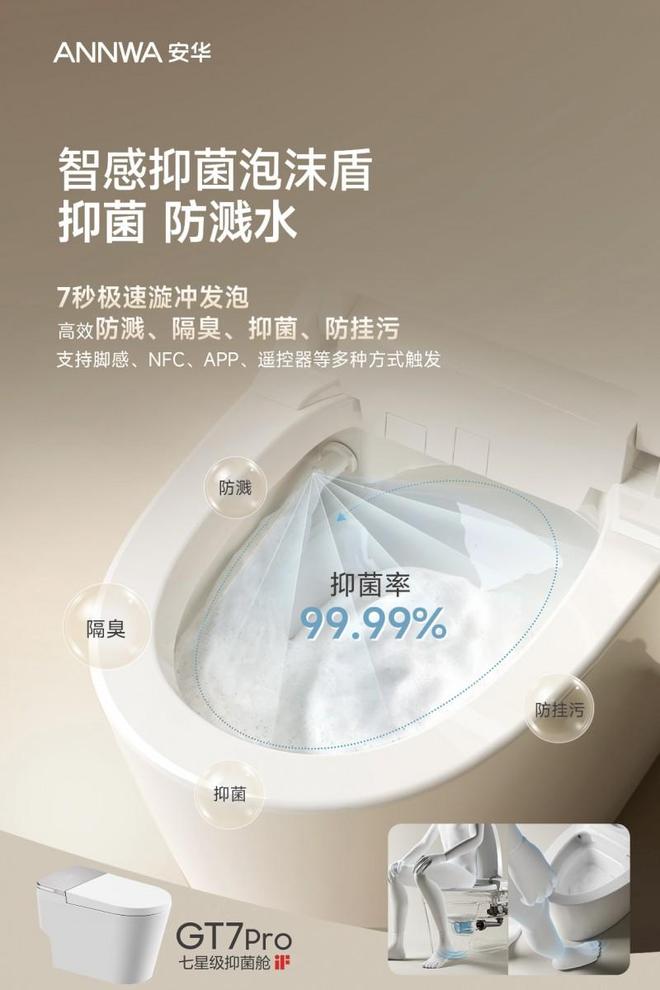 多功能抑菌防护!安华GT7Pro智能马桶焕新现代智能卫浴体验(图3)